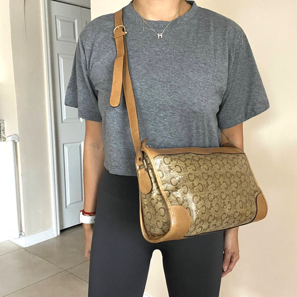 CELINE Macadam Diffusion Tan Canvas and Leather Crossbody Bag - Picture 14 of 15